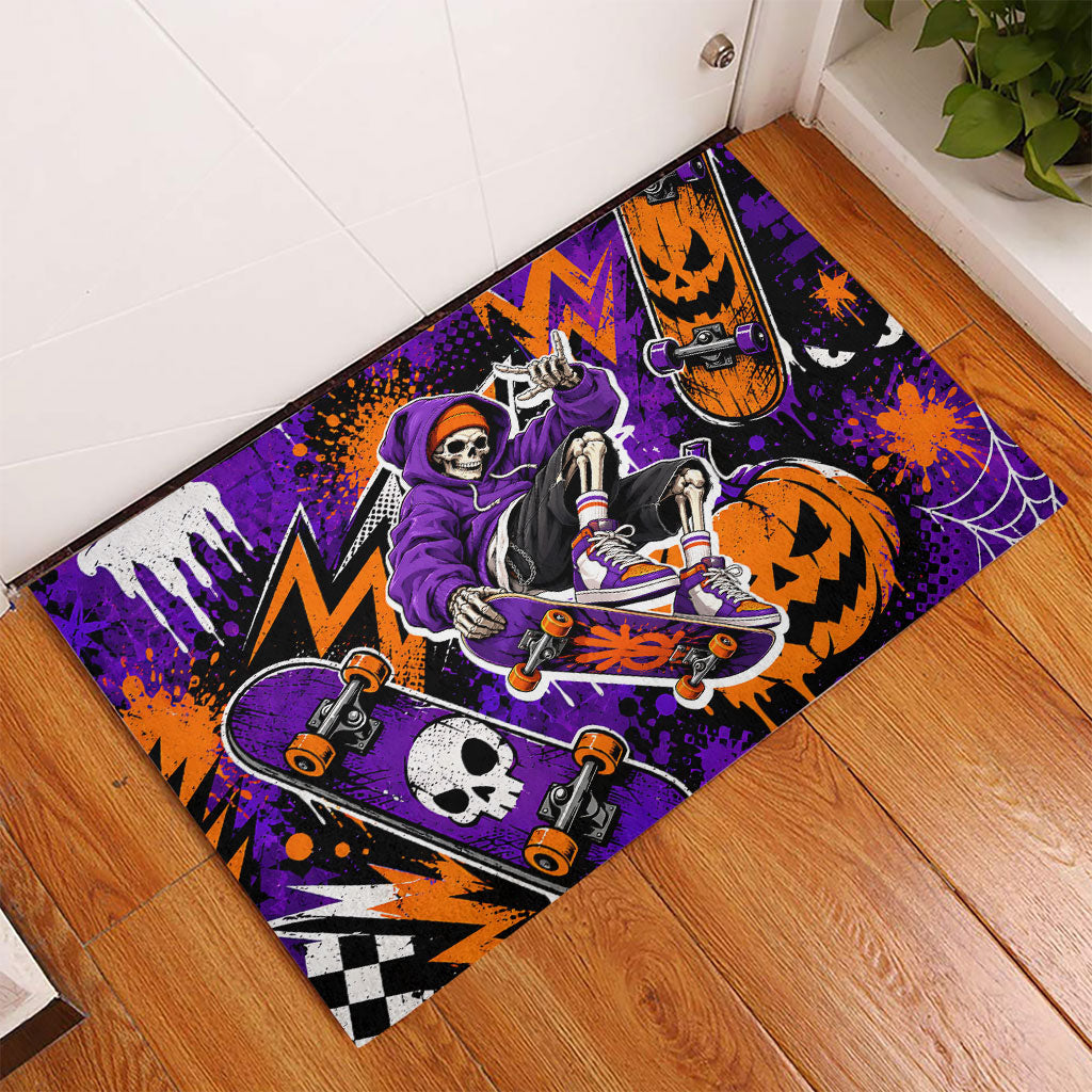 Halloween Skeleton Skateboarder Rubber Doormat Graffiti Ghost Pumpkin Streetwear Graphic
