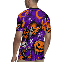 Halloween Skeleton Skateboarder Rugby Jersey Graffiti Ghost Pumpkin Streetwear Graphic