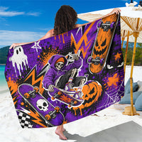Halloween Skeleton Skateboarder Sarong Graffiti Ghost Pumpkin Streetwear Graphic
