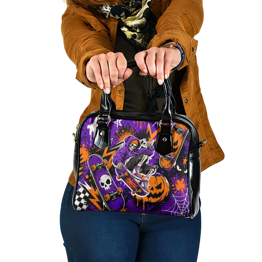 Halloween Skeleton Skateboarder Shoulder Handbag Graffiti Ghost Pumpkin Streetwear Graphic
