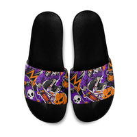 Halloween Skeleton Skateboarder Slide Sandals Graffiti Ghost Pumpkin Streetwear Graphic