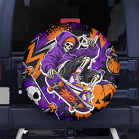 Halloween Skeleton Skateboarder Spare Tire Cover Graffiti Ghost Pumpkin Streetwear Graphic