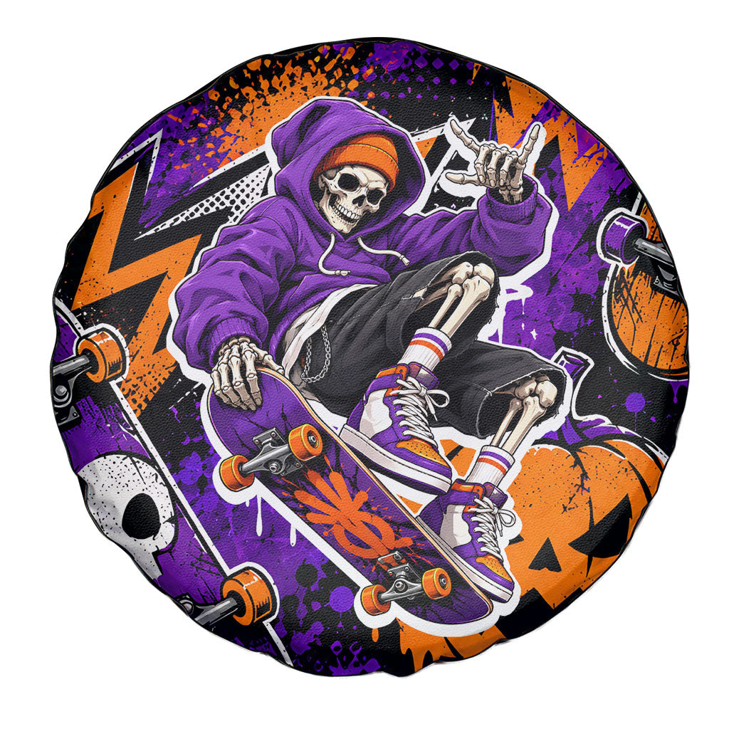 Halloween Skeleton Skateboarder Spare Tire Cover Graffiti Ghost Pumpkin Streetwear Graphic