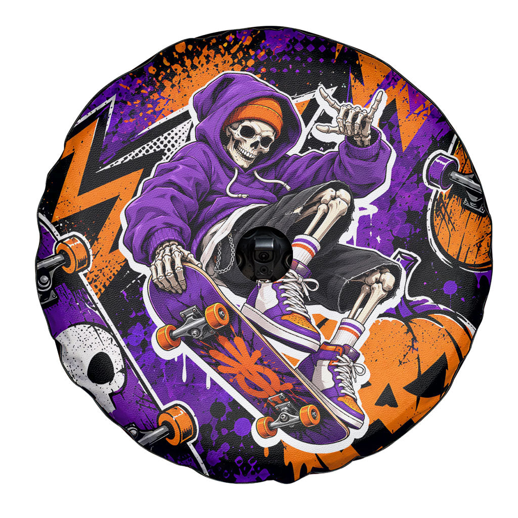 Halloween Skeleton Skateboarder Spare Tire Cover Graffiti Ghost Pumpkin Streetwear Graphic