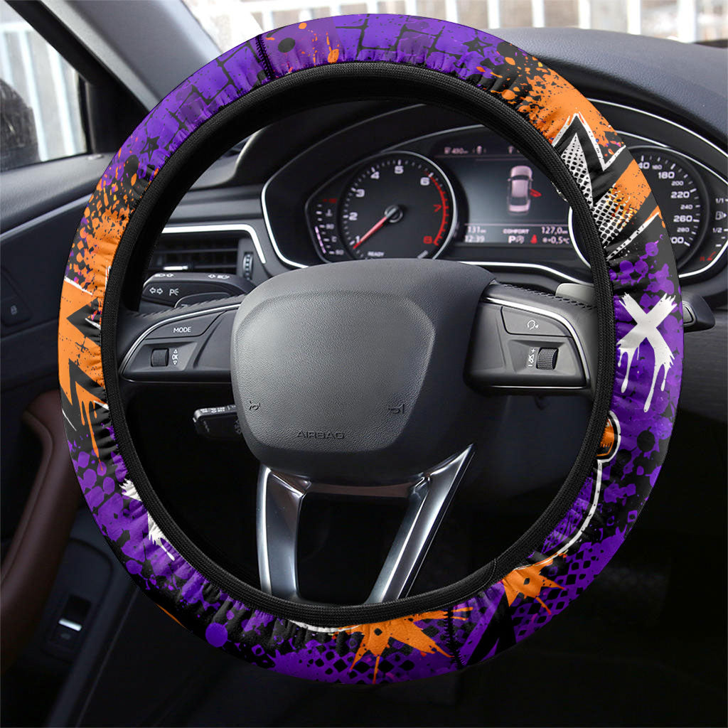 Halloween Skeleton Skateboarder Steering Wheel Cover Graffiti Ghost Pumpkin Streetwear Graphic