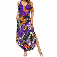 Halloween Skeleton Skateboarder Summer Maxi Dress Graffiti Ghost Pumpkin Streetwear Graphic