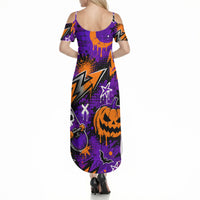 Halloween Skeleton Skateboarder Summer Maxi Dress Graffiti Ghost Pumpkin Streetwear Graphic
