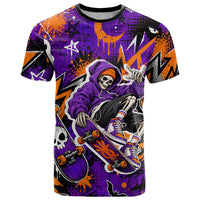 Halloween Skeleton Skateboarder T Shirt Graffiti Ghost Pumpkin Streetwear Graphic