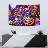 Halloween Skeleton Skateboarder Tapestry Graffiti Ghost Pumpkin Streetwear Graphic