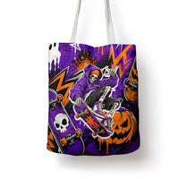 Halloween Skeleton Skateboarder Tote Bag Graffiti Ghost Pumpkin Streetwear Graphic