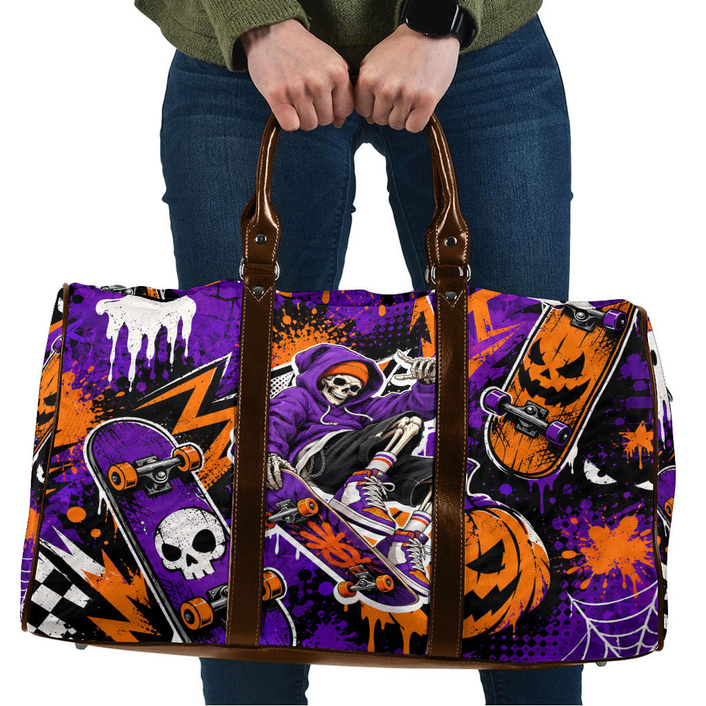 Halloween Skeleton Skateboarder Travel Bag Graffiti Ghost Pumpkin Streetwear Graphic