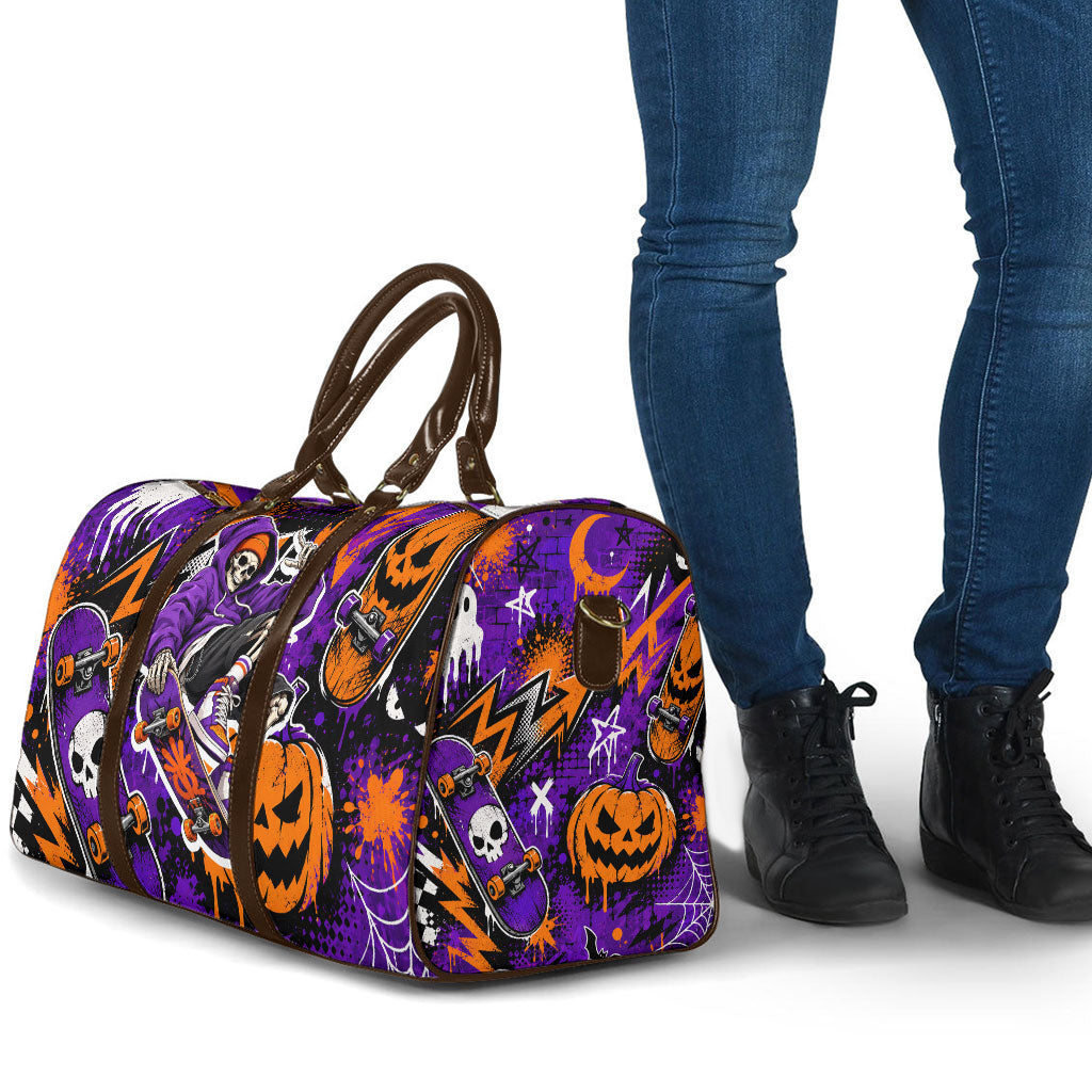 Halloween Skeleton Skateboarder Travel Bag Graffiti Ghost Pumpkin Streetwear Graphic