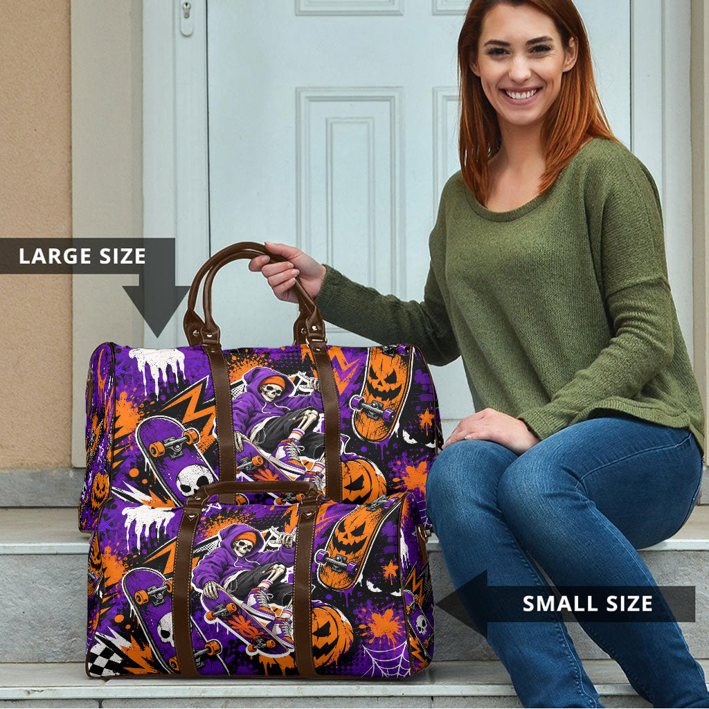 Halloween Skeleton Skateboarder Travel Bag Graffiti Ghost Pumpkin Streetwear Graphic