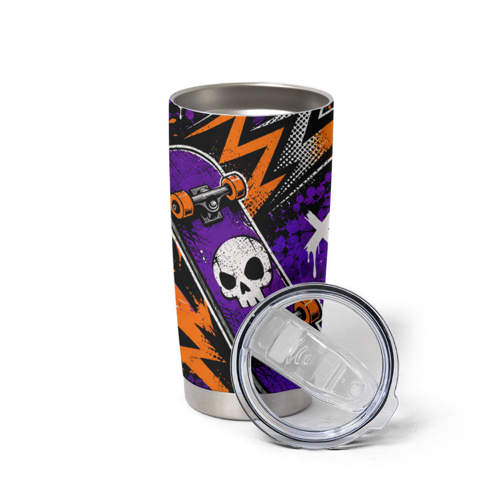 Halloween Skeleton Skateboarder Tumbler Cup Graffiti Ghost Pumpkin Streetwear Graphic