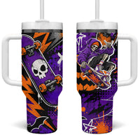 Halloween Skeleton Skateboarder Tumbler With Handle Graffiti Ghost Pumpkin Streetwear Graphic