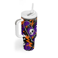 Halloween Skeleton Skateboarder Tumbler With Handle Graffiti Ghost Pumpkin Streetwear Graphic