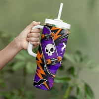 Halloween Skeleton Skateboarder Tumbler With Handle Graffiti Ghost Pumpkin Streetwear Graphic