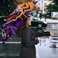 Halloween Skeleton Skateboarder Umbrella Graffiti Ghost Pumpkin Streetwear Graphic