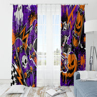 Halloween Skeleton Skateboarder Window Curtain Graffiti Ghost Pumpkin Streetwear Graphic
