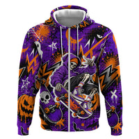 Halloween Skeleton Skateboarder Zip Hoodie Graffiti Ghost Pumpkin Streetwear Graphic