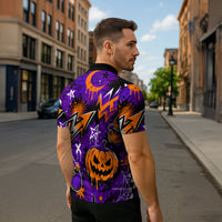Halloween Skeleton Skateboarder Zipper Polo Shirt Graffiti Ghost Pumpkin Streetwear Graphic