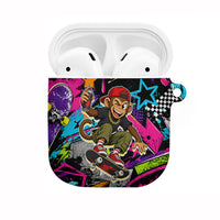 Skateboarding Monkey AirPods Case Neon Graffiti Spray Paint Urban Streetwear Art