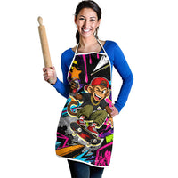 Skateboarding Monkey Apron Neon Graffiti Spray Paint Urban Streetwear Art