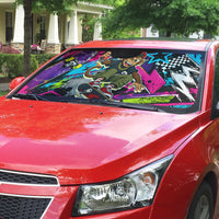 Skateboarding Monkey Auto Sun Shade Neon Graffiti Spray Paint Urban Streetwear Art