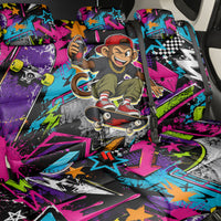 Skateboarding Monkey Back Car Seat Cover Neon Graffiti Spray Paint Urban Streetwear Art