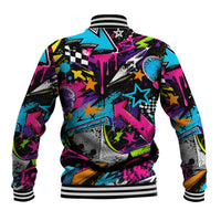 Skateboarding Monkey Baseball Jacket Neon Graffiti Spray Paint Urban Streetwear Art