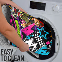 Skateboarding Monkey Bathroom Set Neon Graffiti Spray Paint Urban Streetwear Art