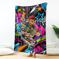 Skateboarding Monkey Blanket Neon Graffiti Spray Paint Urban Streetwear Art