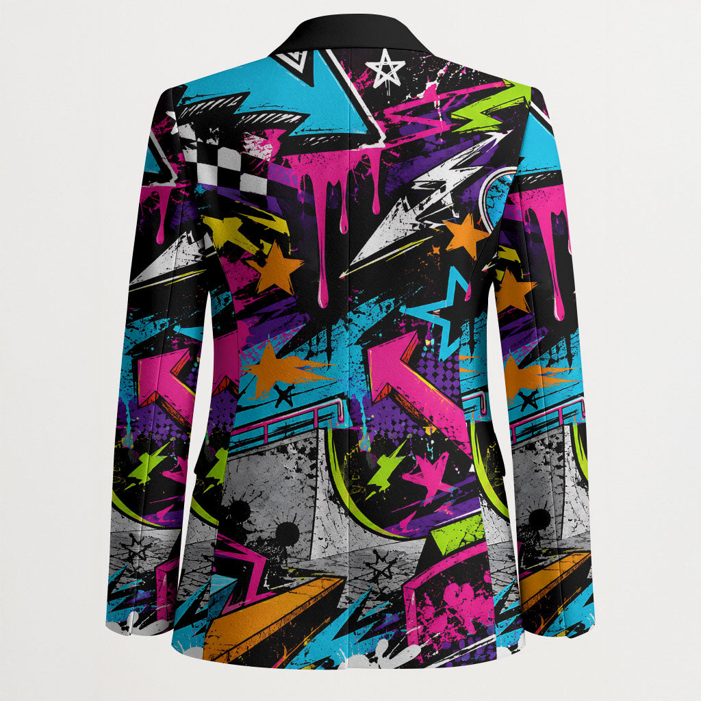 Skateboarding Monkey Blazer Neon Graffiti Spray Paint Urban Streetwear Art