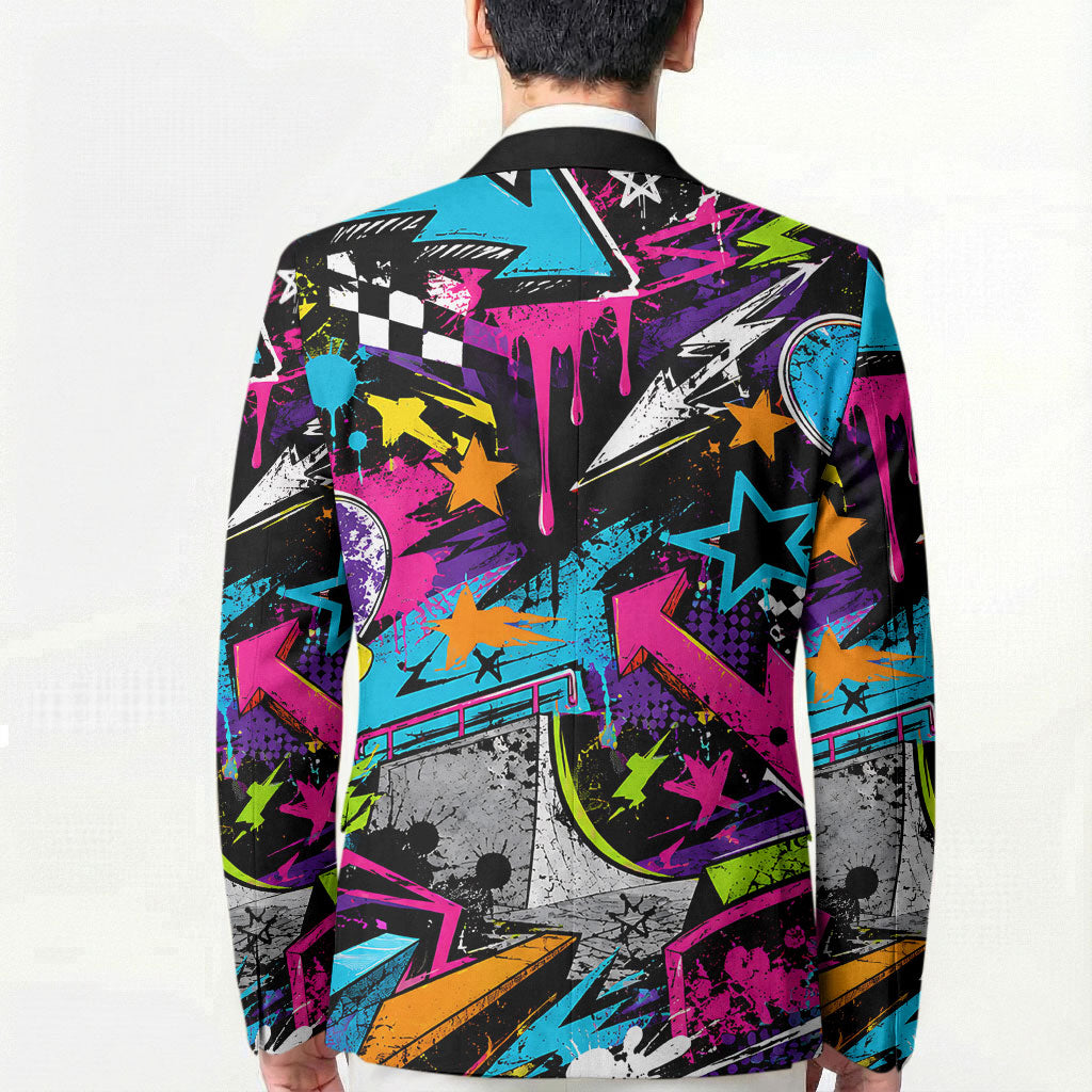 Skateboarding Monkey Blazer Neon Graffiti Spray Paint Urban Streetwear Art
