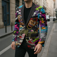 Skateboarding Monkey Blazer Neon Graffiti Spray Paint Urban Streetwear Art