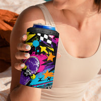 Skateboarding Monkey 4 in 1 Can Cooler Tumbler Neon Graffiti Spray Paint Urban Streetwear Art