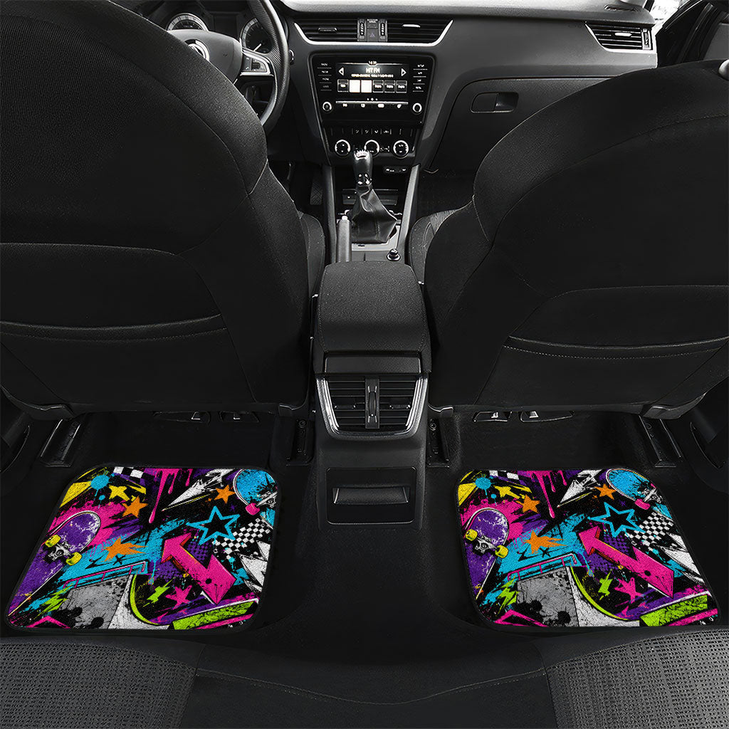 Skateboarding Monkey Car Mats Neon Graffiti Spray Paint Urban Streetwear Art