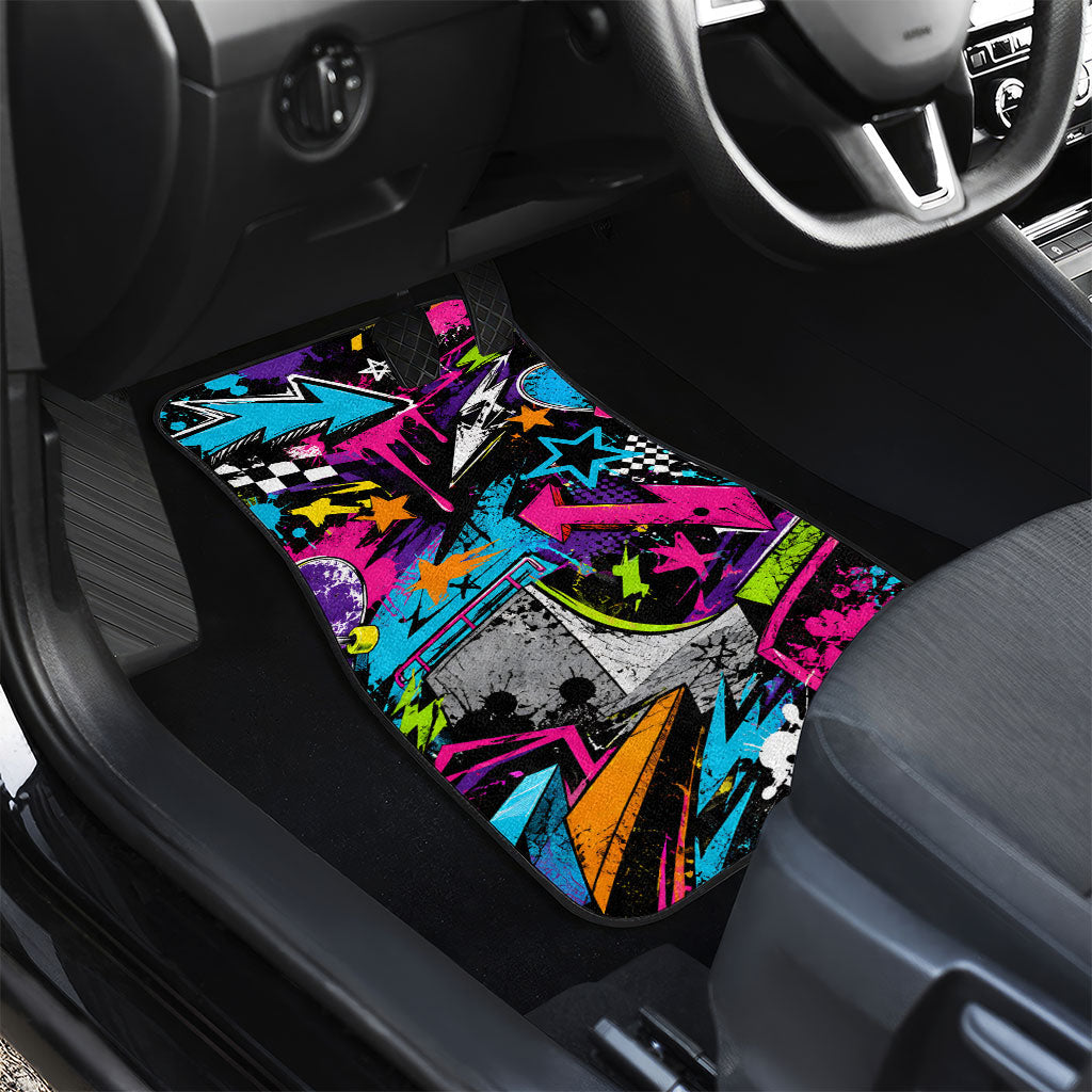Skateboarding Monkey Car Mats Neon Graffiti Spray Paint Urban Streetwear Art