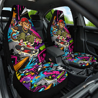 Skateboarding Monkey Car Seat Cover Neon Graffiti Spray Paint Urban Streetwear Art
