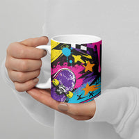 Skateboarding Monkey Ceramic Mug Neon Graffiti Spray Paint Urban Streetwear Art