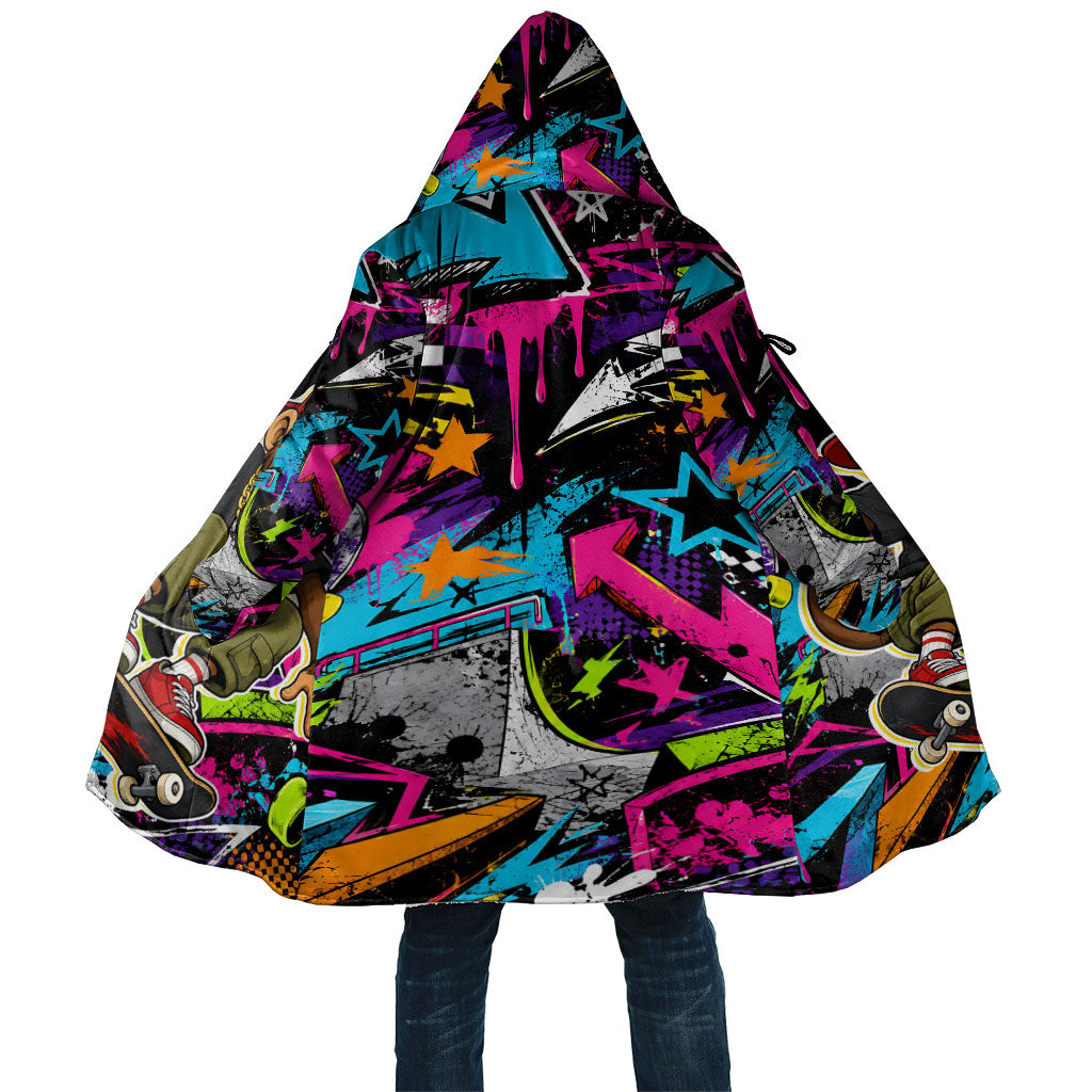Skateboarding Monkey Cloak Neon Graffiti Spray Paint Urban Streetwear Art