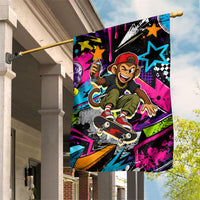 Skateboarding Monkey Garden Flag Neon Graffiti Spray Paint Urban Streetwear Art