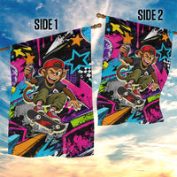 Skateboarding Monkey Garden Flag Neon Graffiti Spray Paint Urban Streetwear Art