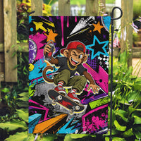 Skateboarding Monkey Garden Flag Neon Graffiti Spray Paint Urban Streetwear Art