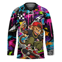 Skateboarding Monkey Hockey Jersey Neon Graffiti Spray Paint Urban Streetwear Art