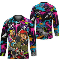 Skateboarding Monkey Hockey Jersey Neon Graffiti Spray Paint Urban Streetwear Art