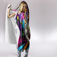 Skateboarding Monkey Hooded Blanket Neon Graffiti Spray Paint Urban Streetwear Art