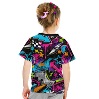 Skateboarding Monkey Kid T Shirt Neon Graffiti Spray Paint Urban Streetwear Art