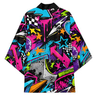 Skateboarding Monkey Kimono Neon Graffiti Spray Paint Urban Streetwear Art