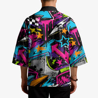 Skateboarding Monkey Kimono Neon Graffiti Spray Paint Urban Streetwear Art